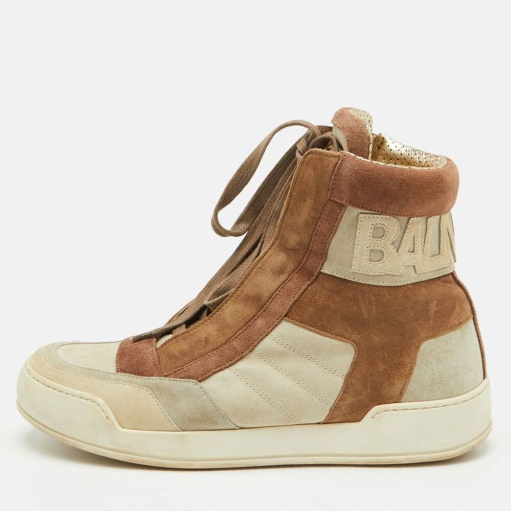 Balmain Size 41 Multicolor Suede And Leather Lace Up Ankle Length Boots